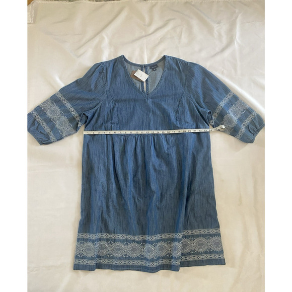 J. Jill Denim Women's Medium Embroidered Peasant Dress Blue NEW - Picture 6 of 7
